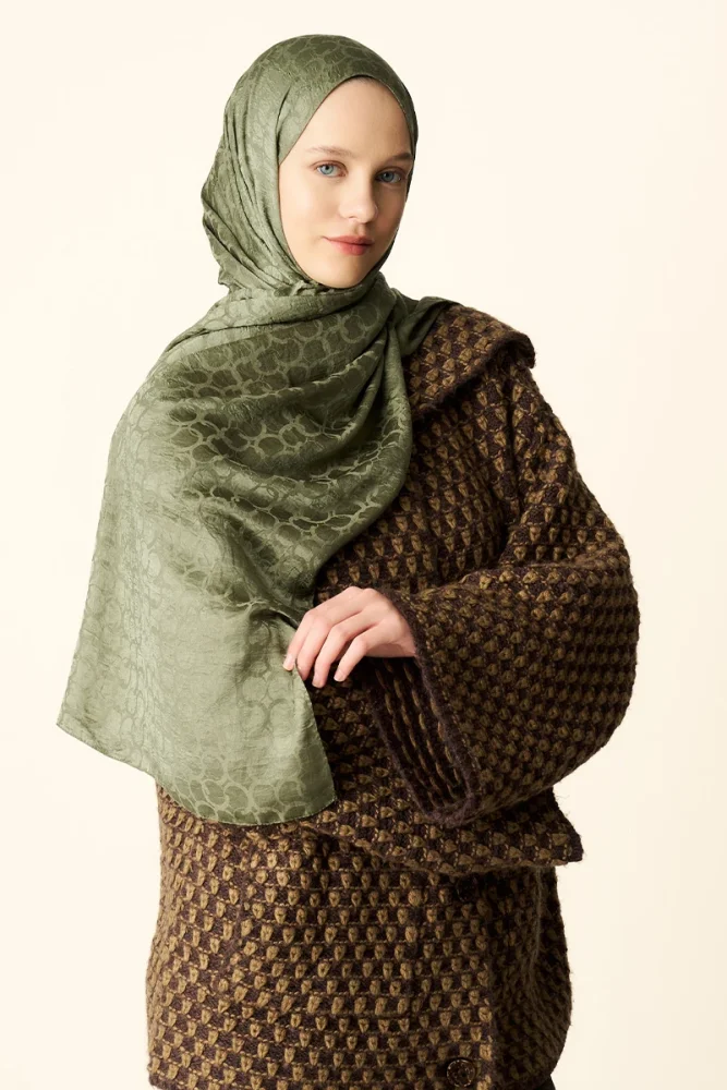 Premium Jakar Şal Halka Desen - Yeşil - 5