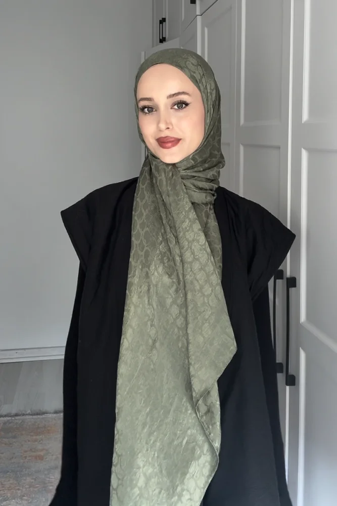 Premium Jakar Şal Halka Desen - Yeşil - 2