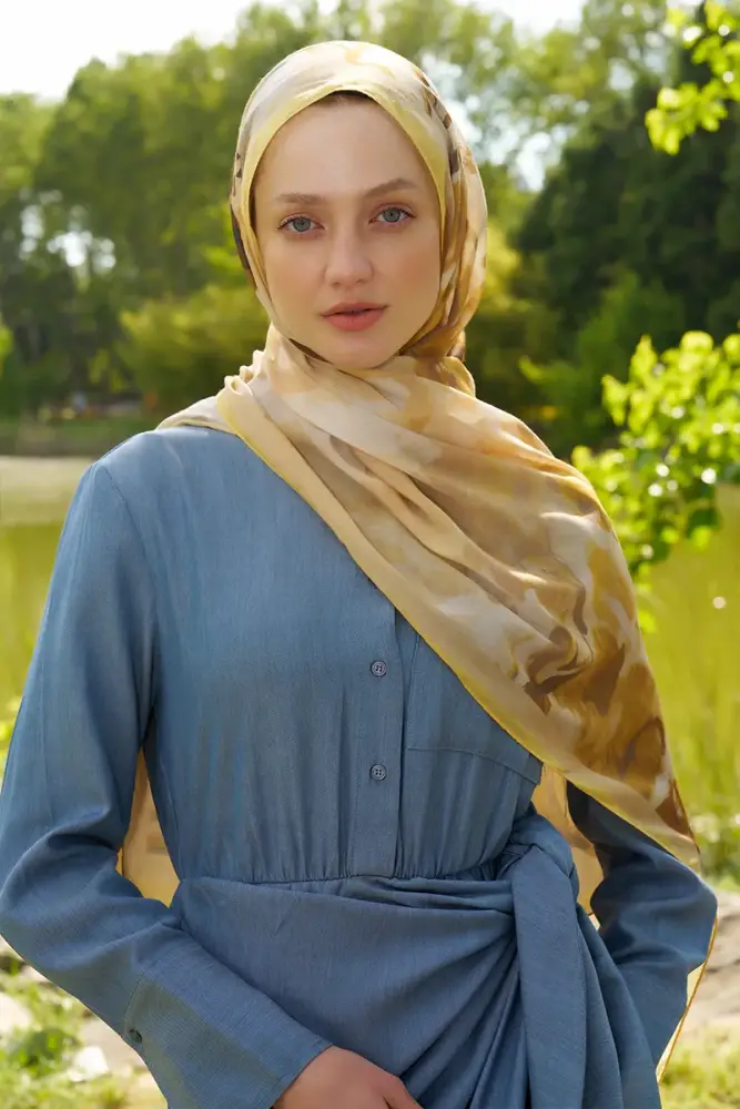 Prestige Carmen Desen Şal - Sarı - 1