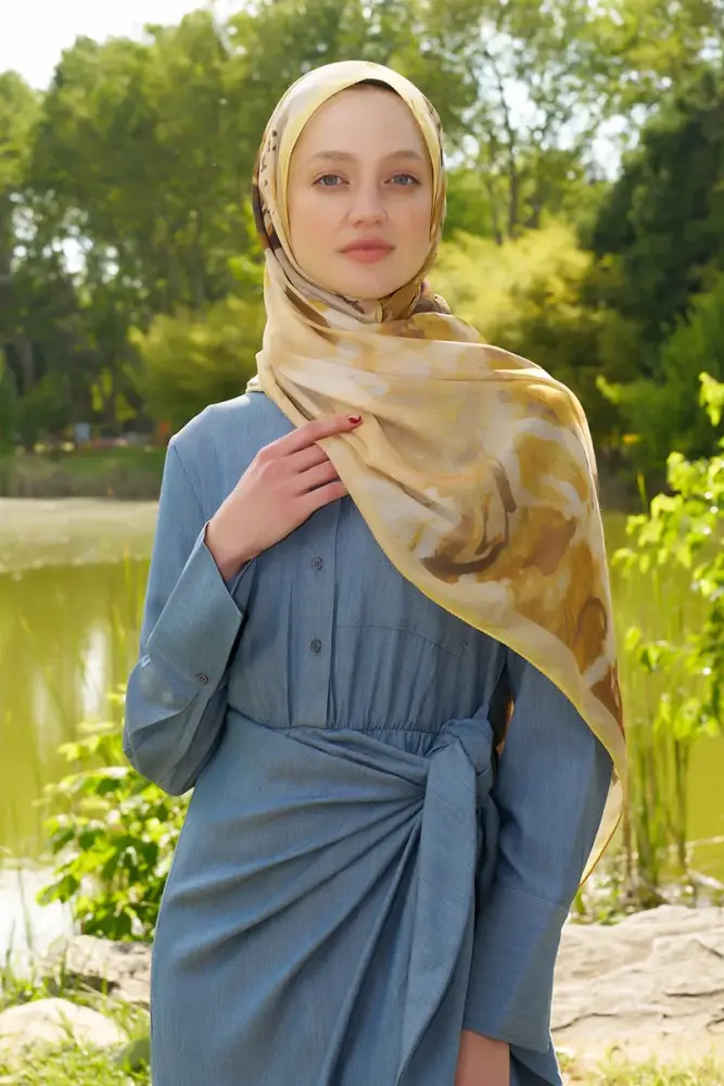 Prestige Carmen Desen Şal - Sarı - 2