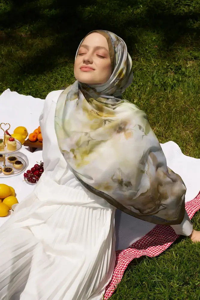 Prestige Dalia Desen Şal - Yeşil - 4