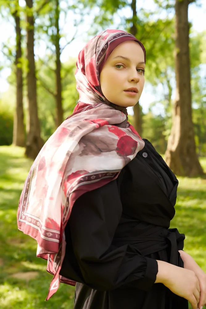 Prestige Helia Desen Şal - Bordo - 1