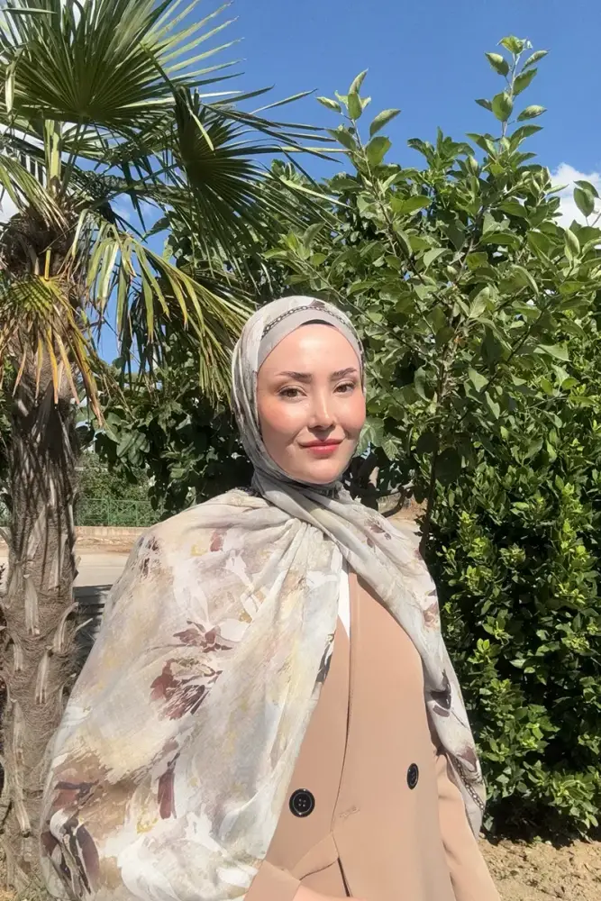 Prestige Leona Desen Şal - Bej - 1