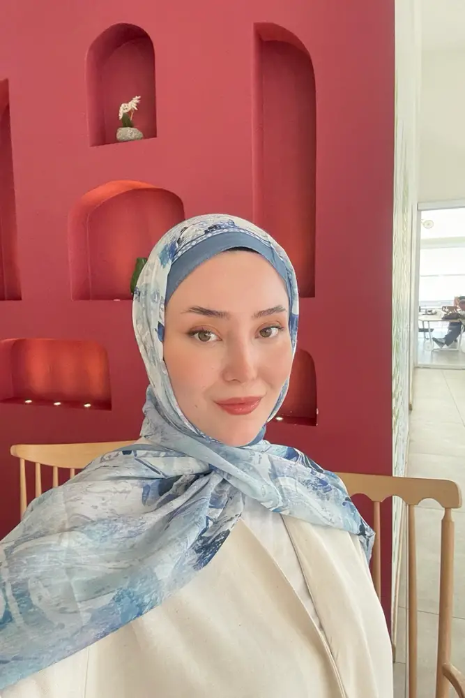 Prestige Leona Desen Şal - Mavi - 3