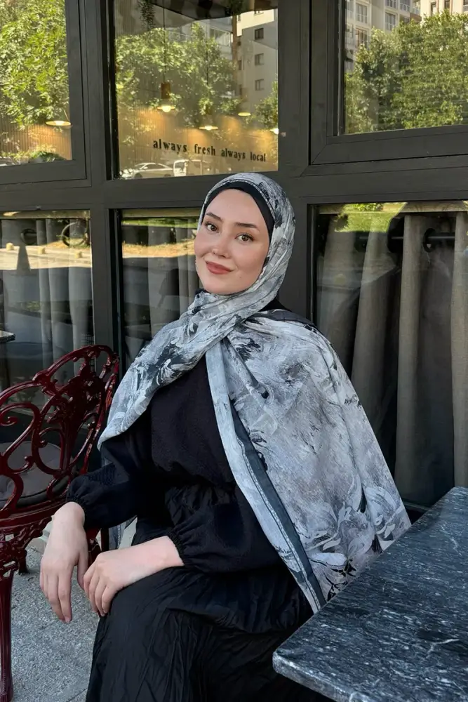 Prestige Leona Desen Şal - Siyah - 1