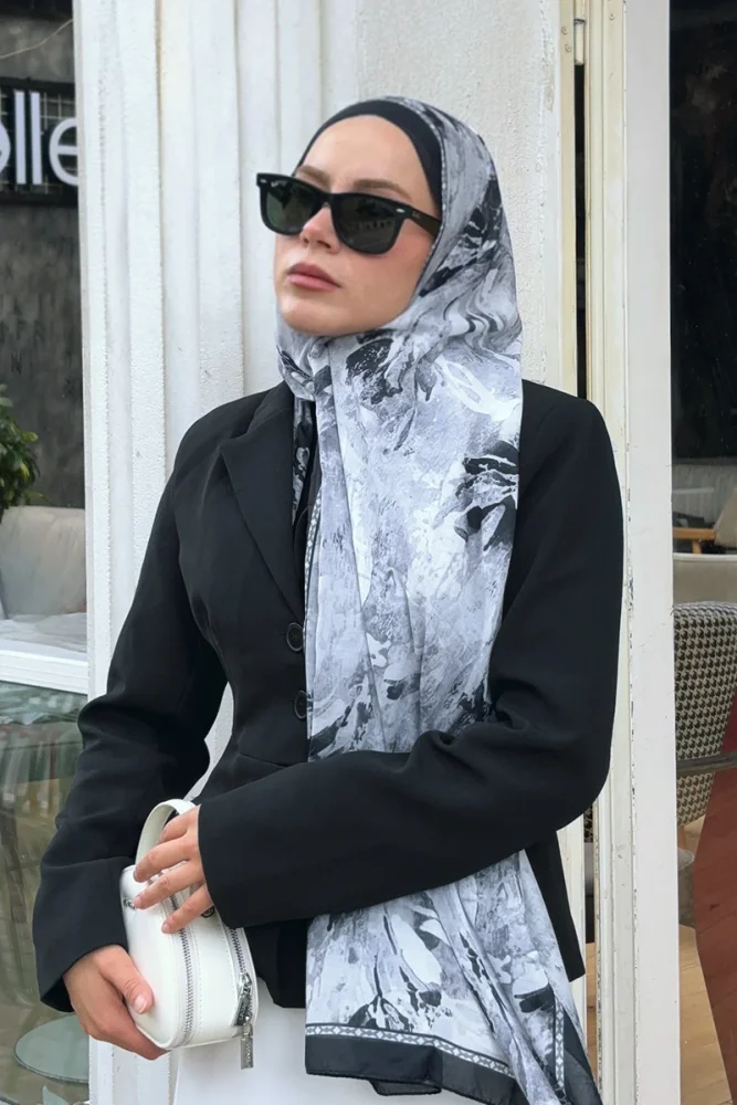 Prestige Leona Desen Şal - Siyah - 2