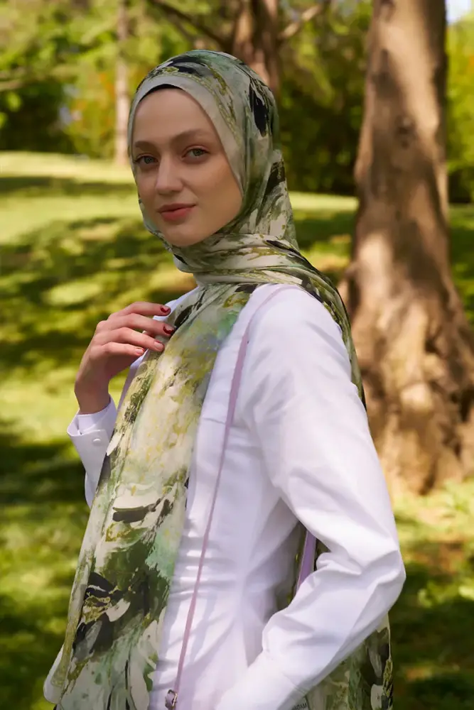 Prestige Leona Desen Şal - Yeşil - 1