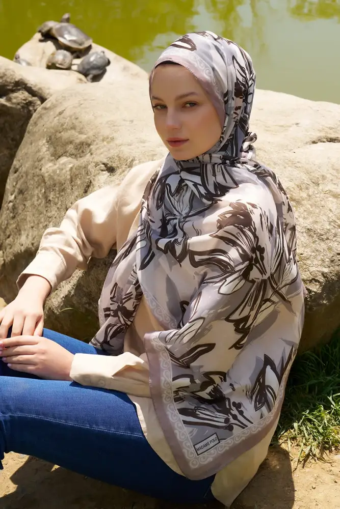 Prestige Line Desen Şal - Bej - 4