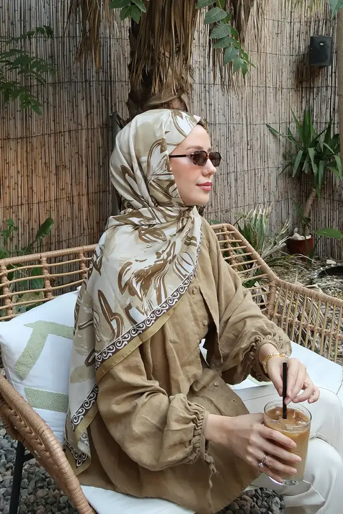 Aybükenur Demirci Prestige Line Desen Şal - Karamel - 1