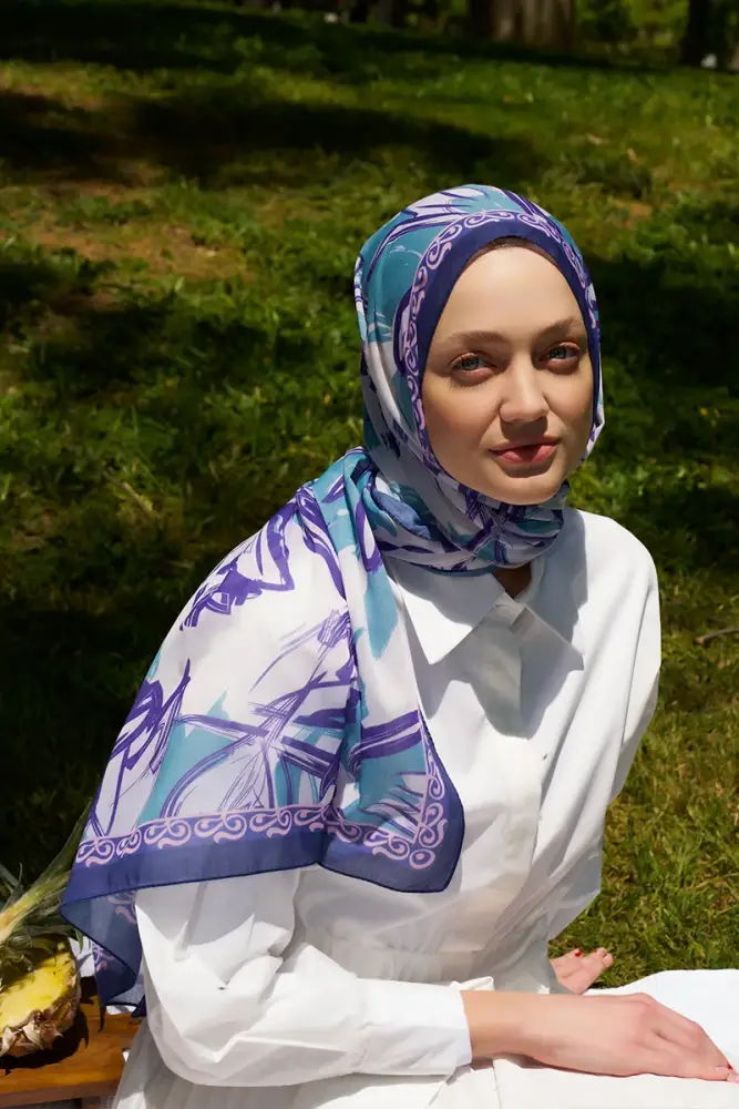 Prestige Line Desen Şal - Mor - 2