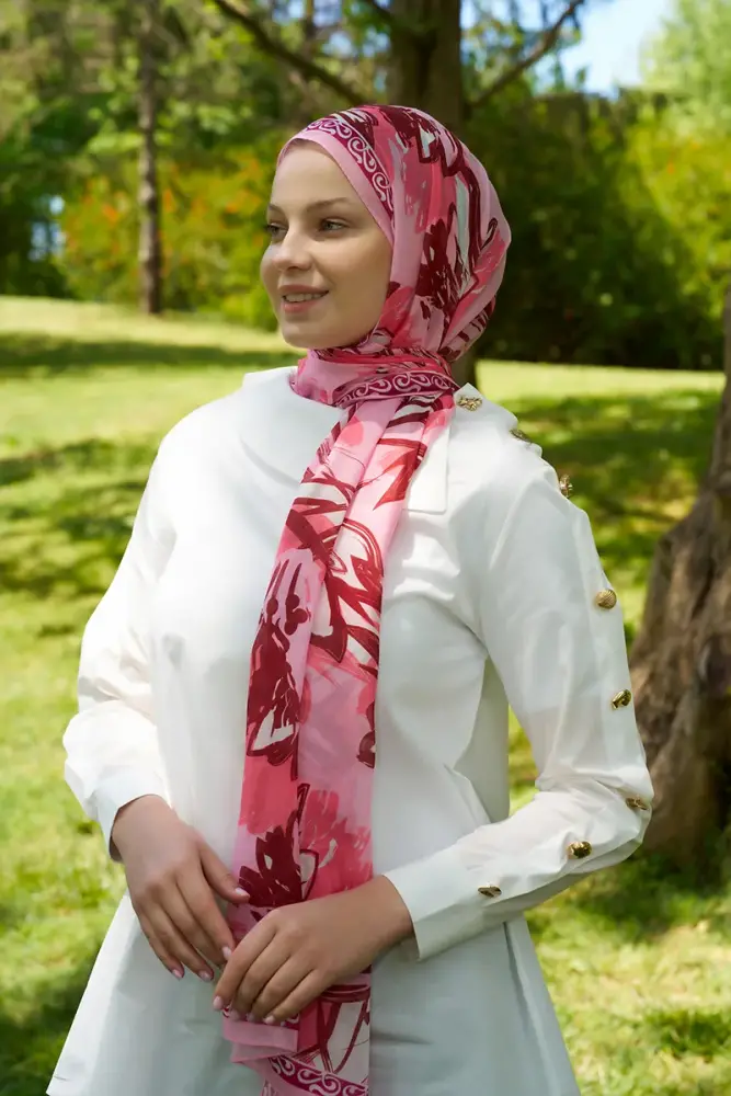 Prestige Line Desen Şal - Pembe - 3