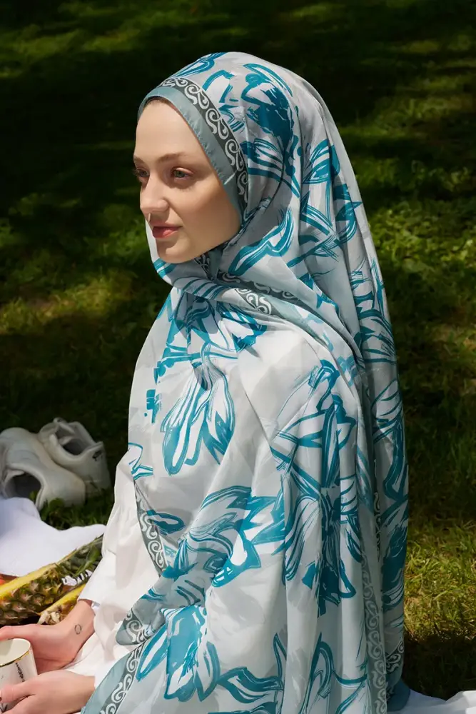 Prestige Line Desen Şal - Turkuaz - 2
