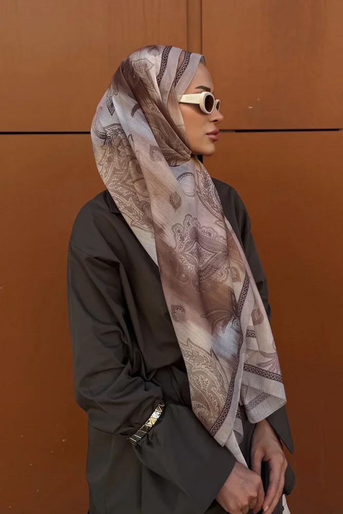 Prestige Vintage Desen Şal - Kahverengi - 1