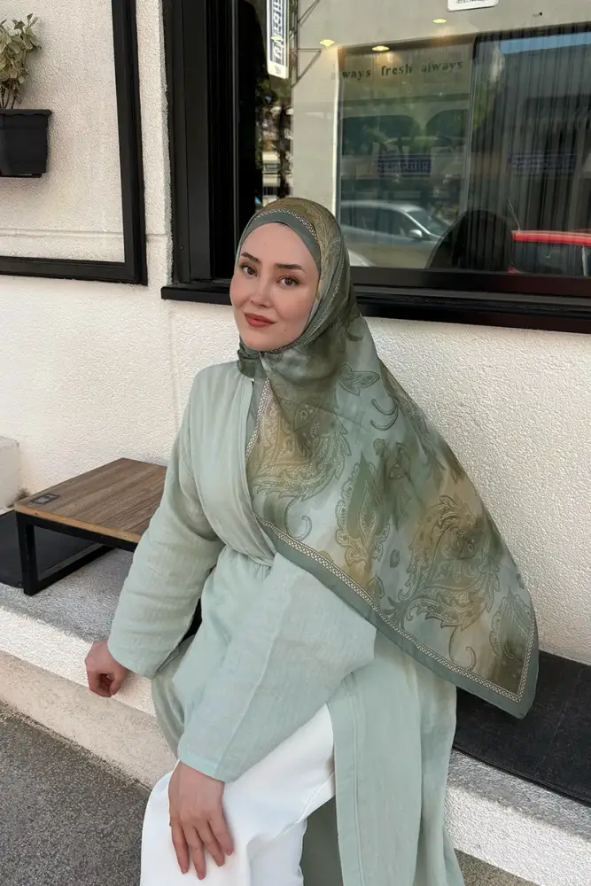 Prestige Vintage Desen Şal - Mint - 3