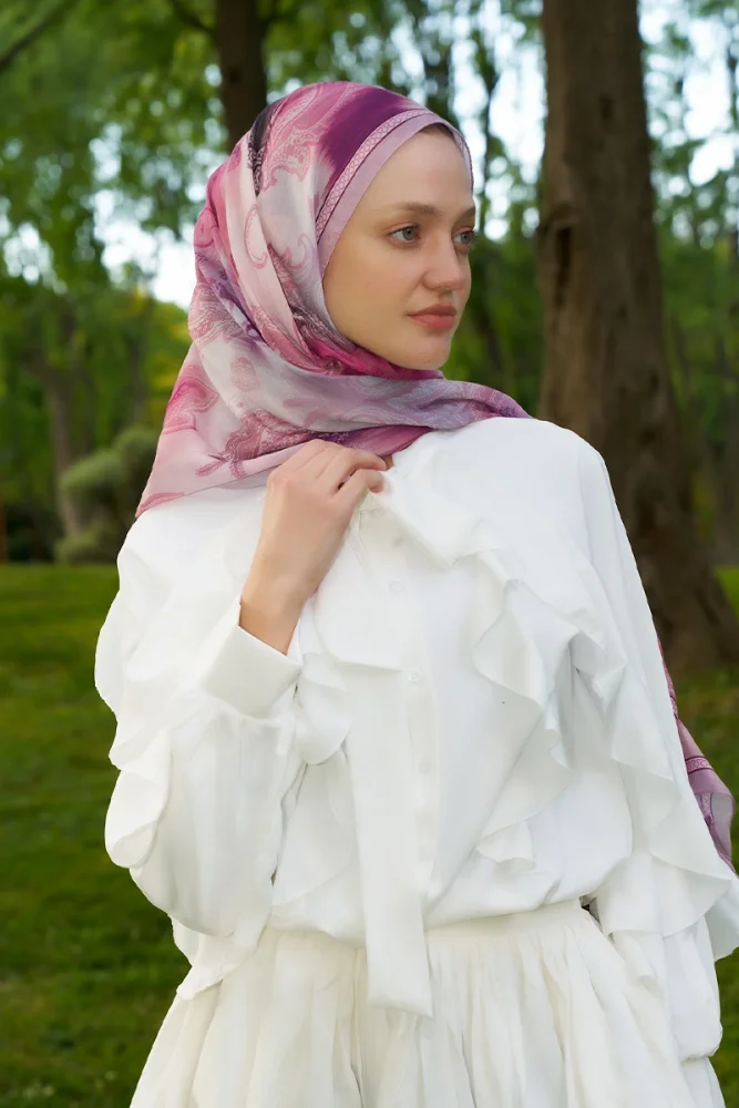 Prestige Vintage Desen Şal - Mor - 2