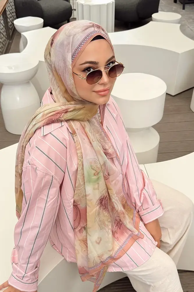 Kübra Kuş Prestige Vintage Desen Şal - Renkli - 2