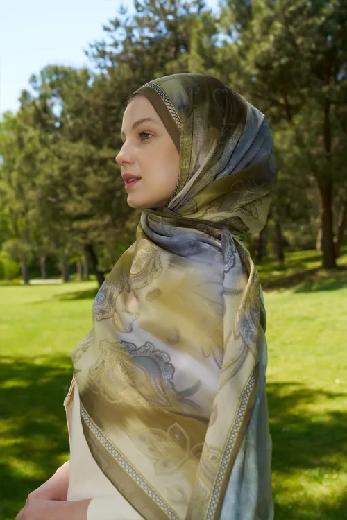 Prestige Vintage Desen Şal - Yeşil 