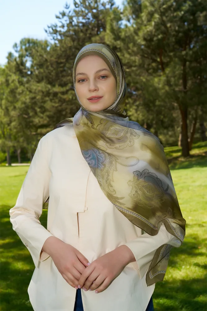 Prestige Vintage Desen Şal - Yeşil - 4