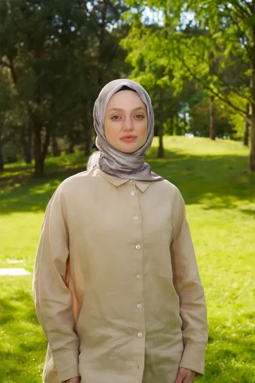 Rustic Batik Desen Eşarp - Bej 