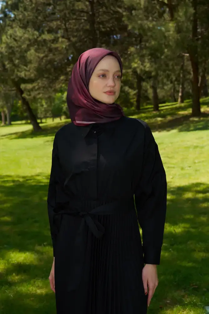 Rustic Batik Desen Eşarp - Bordo - 1