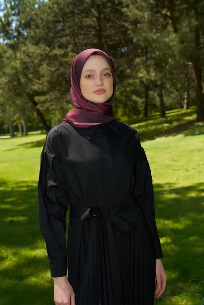 Rustic Batik Desen Eşarp - Bordo - 2