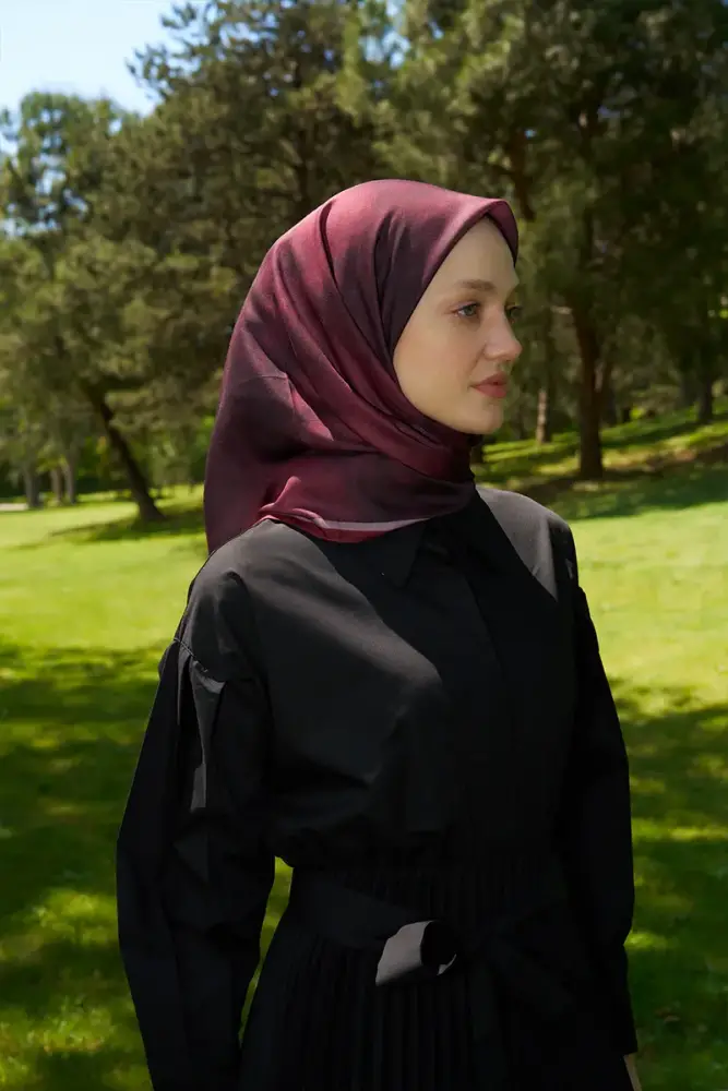 Rustic Batik Desen Eşarp - Bordo - 3