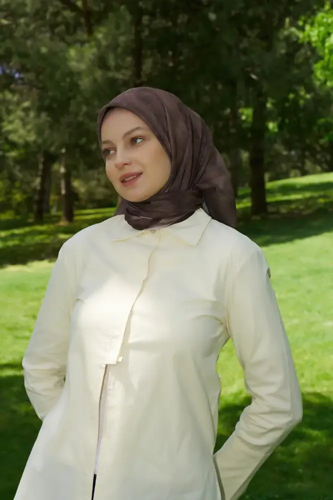 Rustic Batik Desen Eşarp - Kahverengi - 2