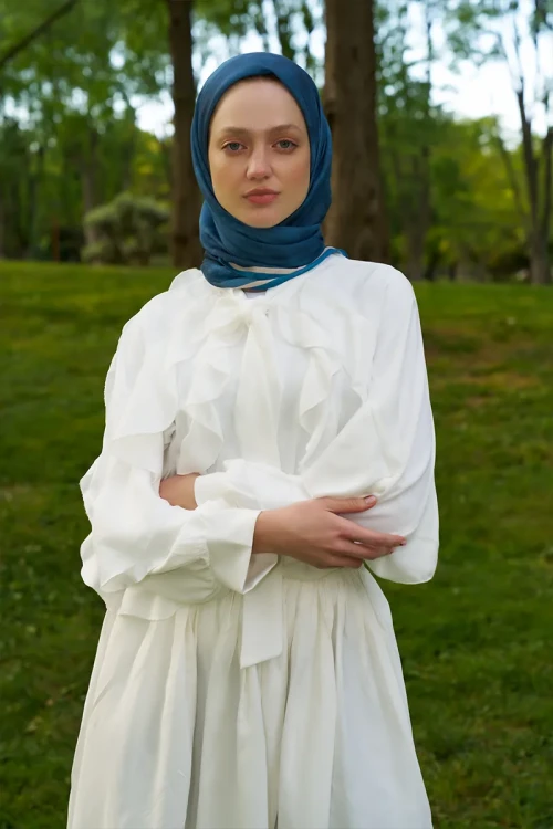 Rustic Batik Desen Eşarp - Mavi 