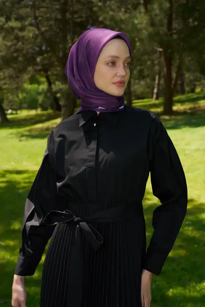 Rustic Batik Desen Eşarp - Mor - 3