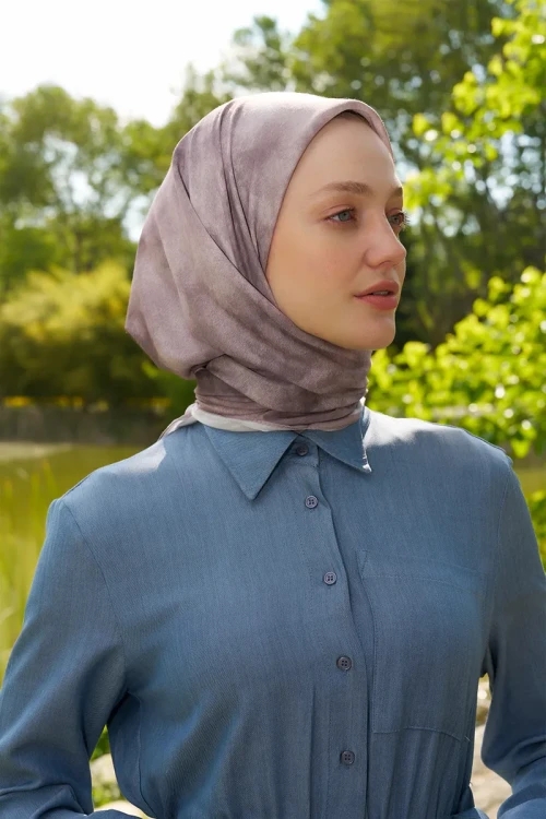 Rustic Batik Desen Eşarp - Vizon 