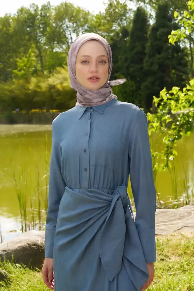 Rustic Batik Desen Eşarp - Vizon - 2