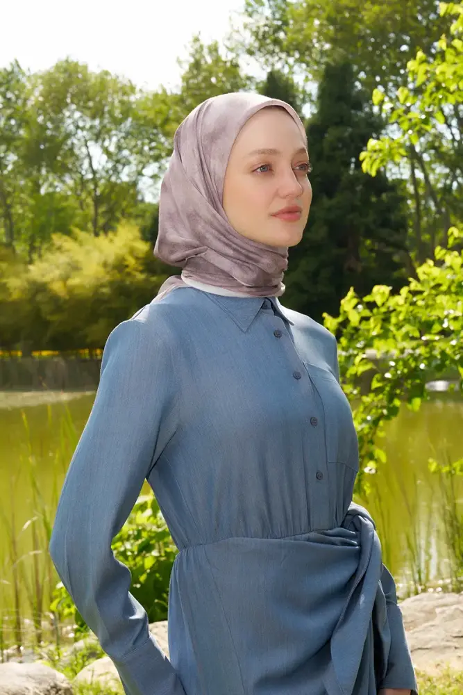 Rustic Batik Desen Eşarp - Vizon - 4