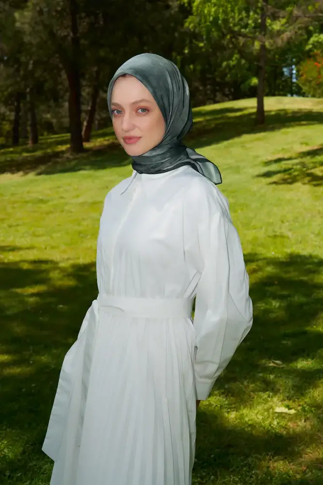 Rustic Batik Desen Eşarp - Yeşil - 1