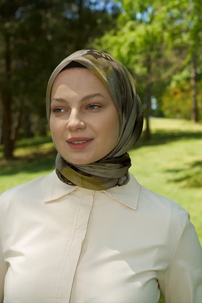 Rustic Rosie Desen Eşarp - Haki - 2