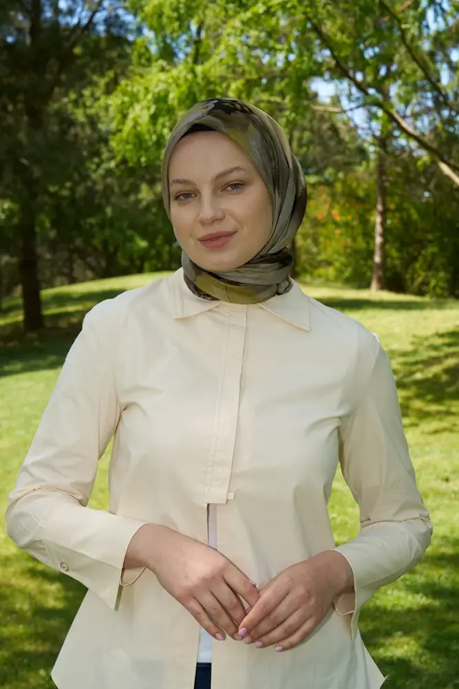 Rustic Rosie Desen Eşarp - Haki - 1