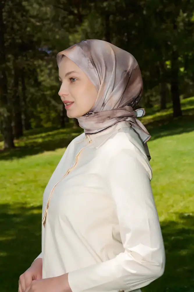 Rustic Rosie Desen Eşarp - Kahverengi - 2