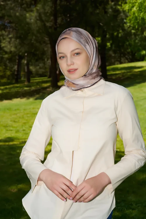 Rustic Rosie Desen Eşarp - Kahverengi 