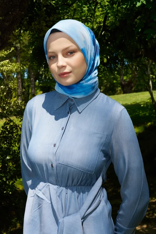 Rustic Rosie Desen Eşarp - Mavi 