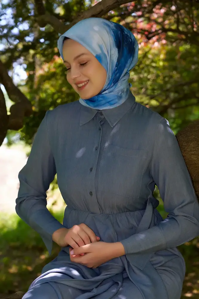 Rustic Rosie Desen Eşarp - Mavi - 3