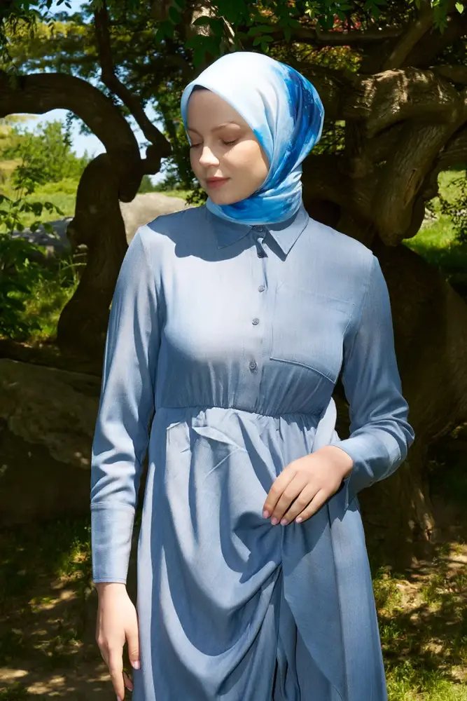 Rustic Rosie Desen Eşarp - Mavi - 4