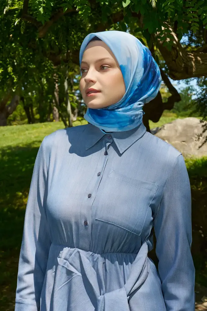 Rustic Rosie Desen Eşarp - Mavi - 5