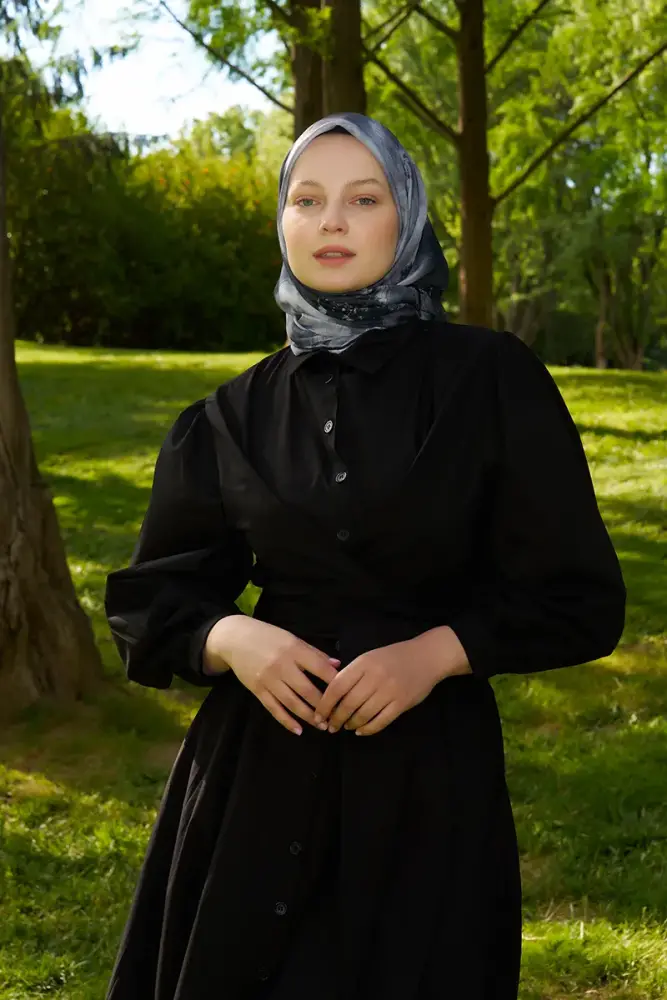 Rustic Rosie Desen Eşarp - Siyah - 3