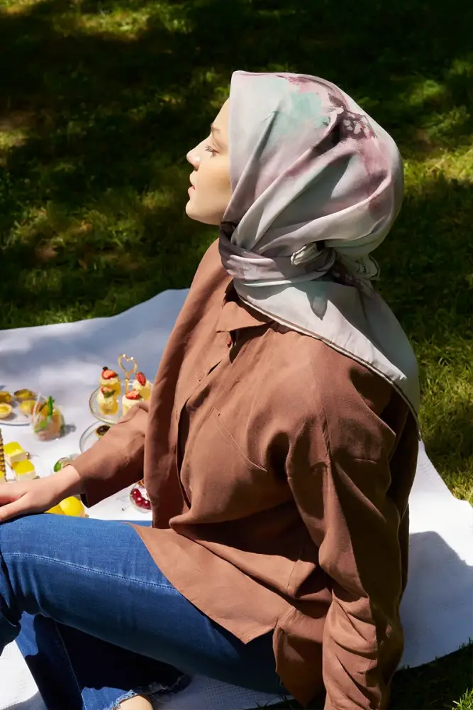 Rustic Rosie Desen Eşarp - Vizon - 2