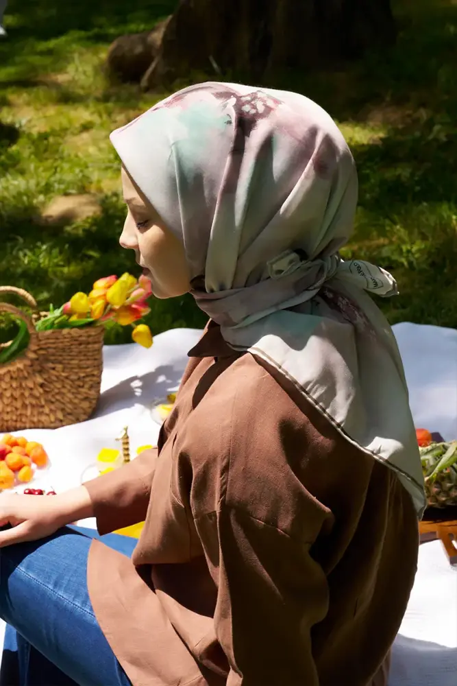 Rustic Rosie Desen Eşarp - Vizon - 3