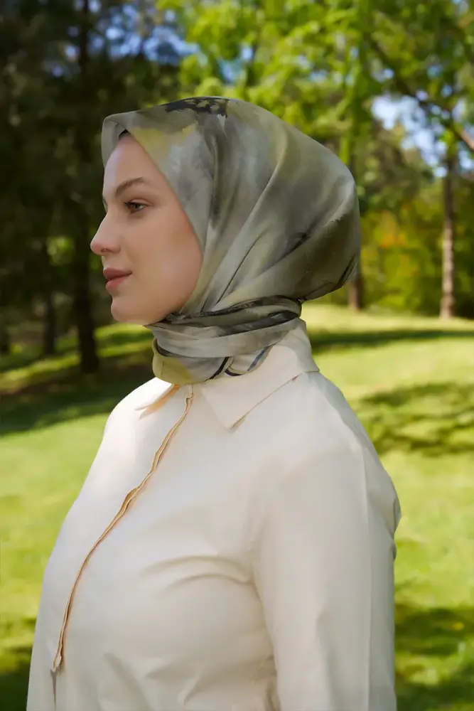 Rustic Rosie Desen Eşarp - Yeşil - 1