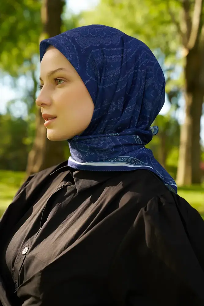 Rustic Mistral Desen Eşarp - Lacivert - 3