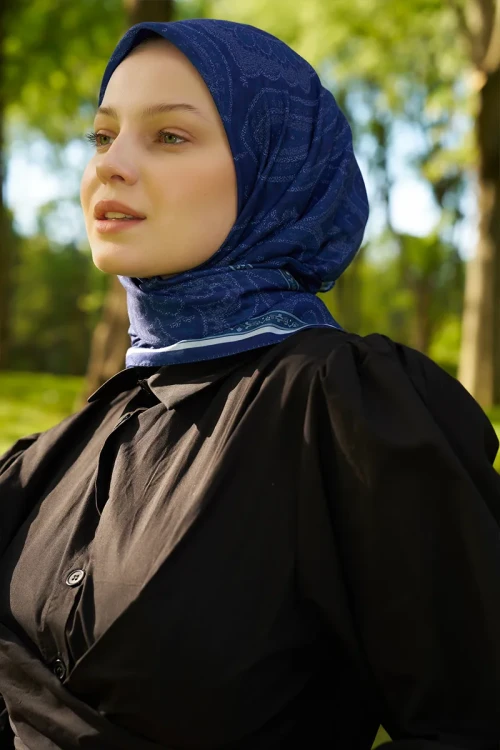 Rustic Mistral Desen Eşarp - Lacivert 