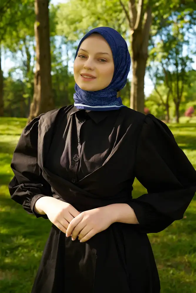 Rustic Mistral Desen Eşarp - Lacivert - 4