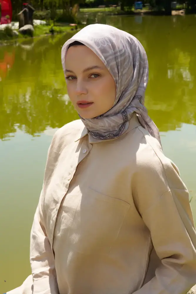 Rustic Mistral Desen Eşarp - Taş - 1