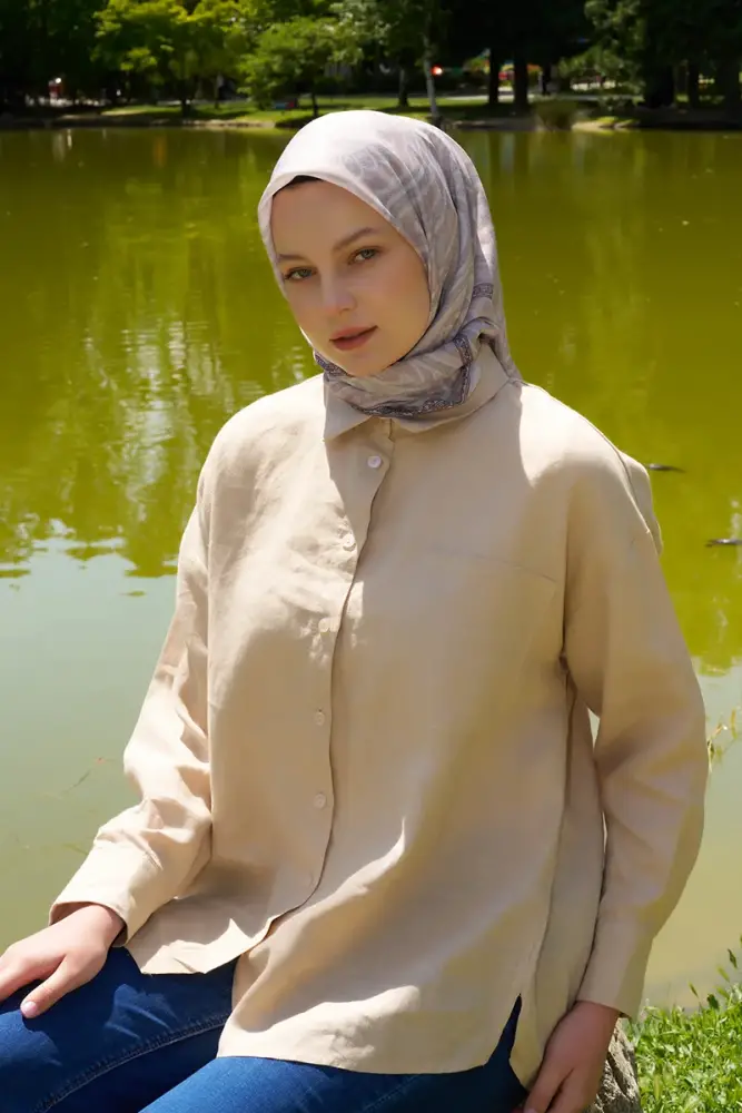 Rustic Mistral Desen Eşarp - Taş - 3